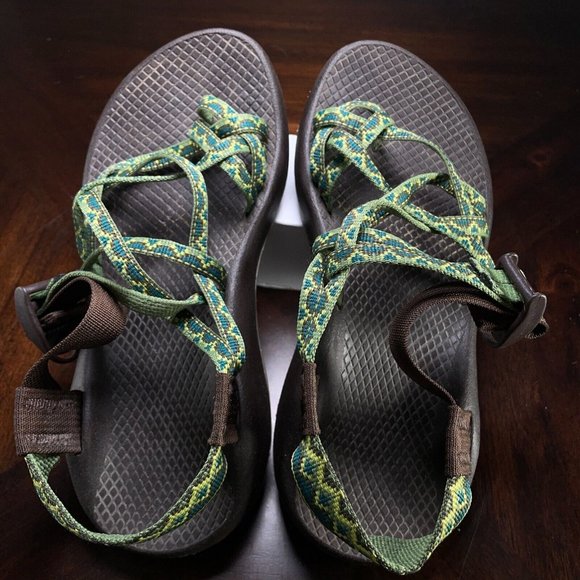 Chacos ZX/2 Classic Brown Blue Green Strappy Water Sport Sandals Womens Size 6 - Picture 8 of 10